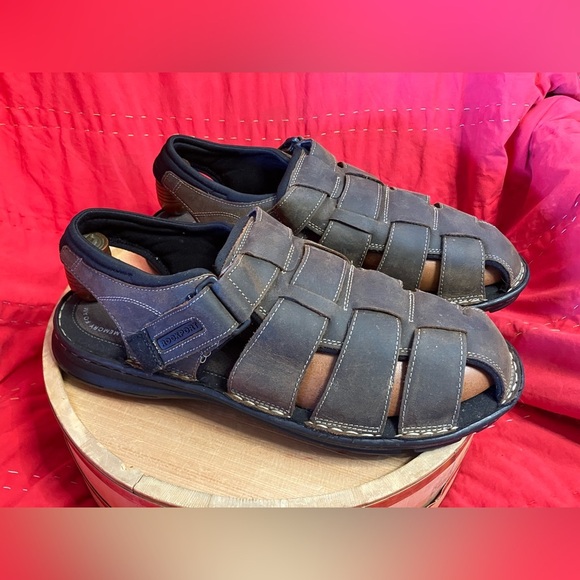 EUC Rockport Darwin Leather Fisherman Sandal Brien Velcro Strap Sz 13 main image 8